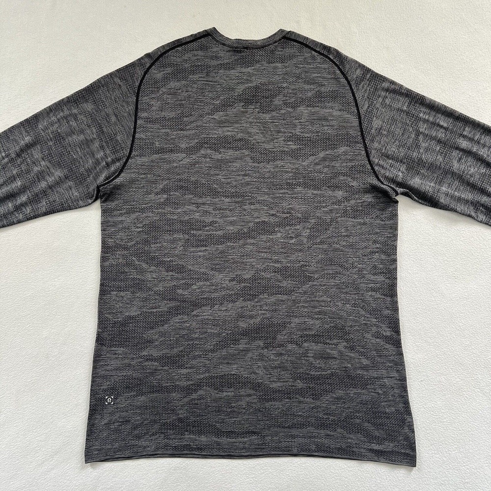 Lululemon Men Black Anchor Gray Camo Mesh Metal Vent Tech Long Sleeve Shirt XL - Picture 9 of 11